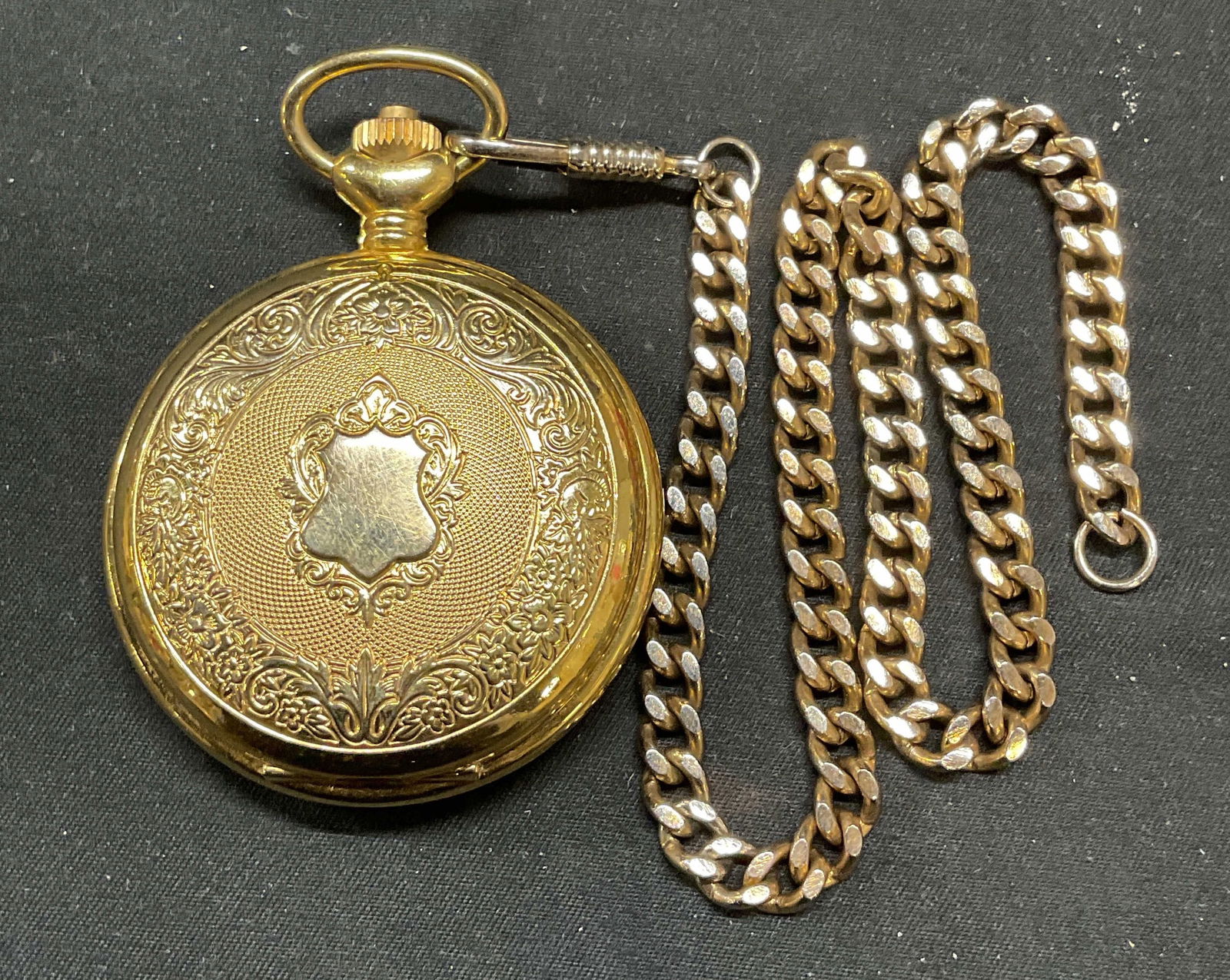 Vtg Majestron Gold Tone Pocket Watch, Swiss (1 of 7)