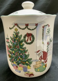 NIKKO Happy Holidays Ceramic Cookie Jar JAPAN
