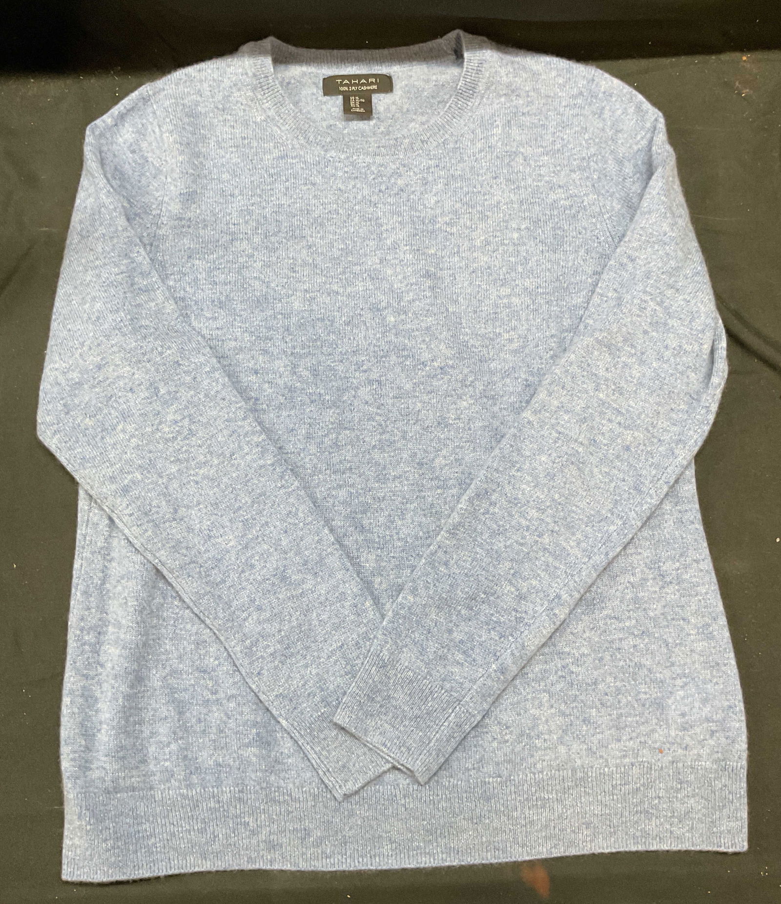 TAHARI Blue Cashmere Crewneck Sweater (1 of 6)