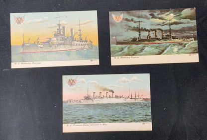 Lot 3 Antique/Vintage Ship Postcards