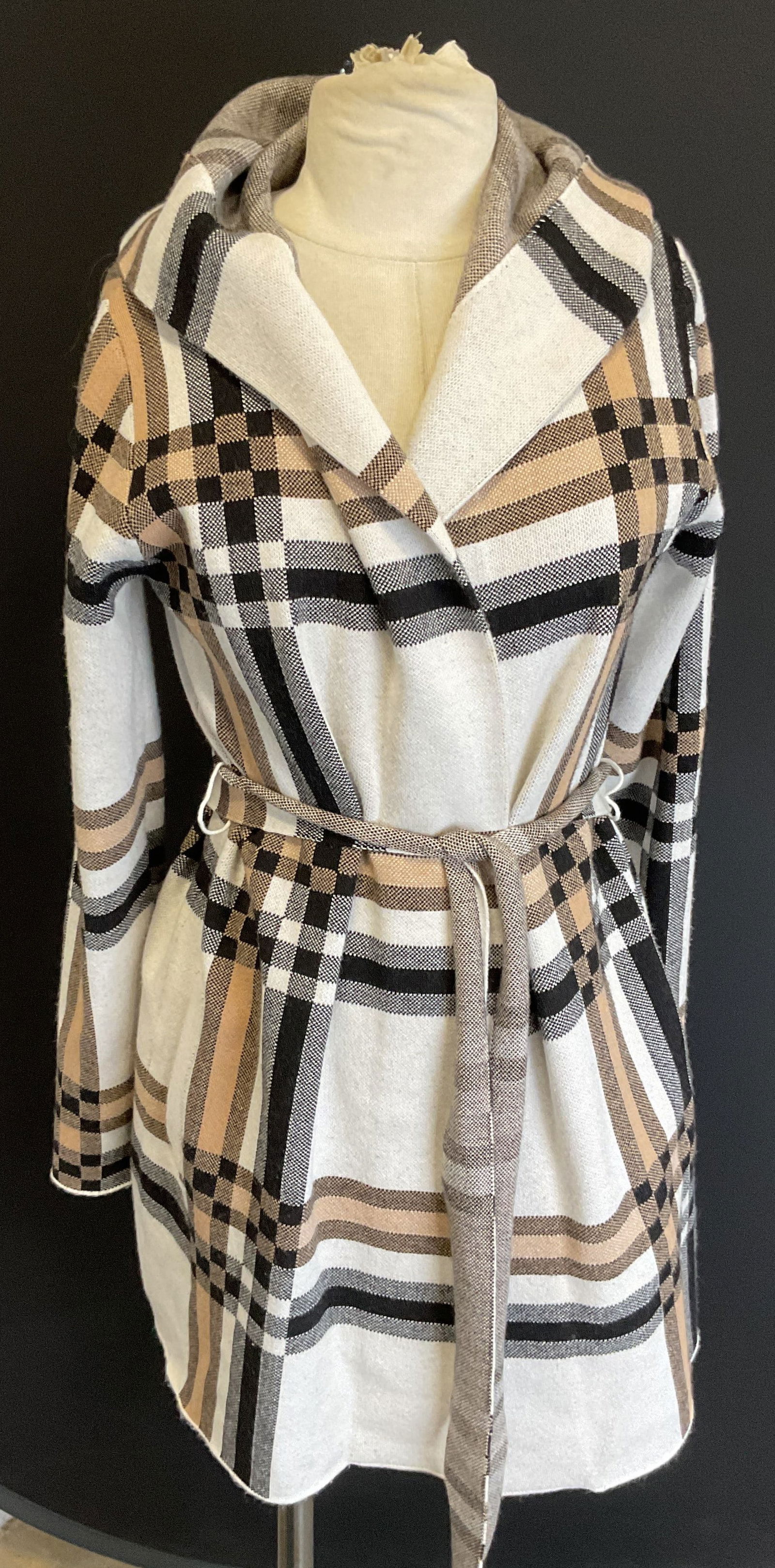 Christian Siriano Belted Plaid Sweater Jacket (1 of 6)