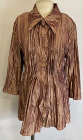 Noelle Metallic Crinkle Button Up Shirt