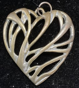 Vintage Silver Gold Tone Heart Pendant