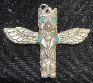 Vintage Silver Tone Tribal Animal Pendant
