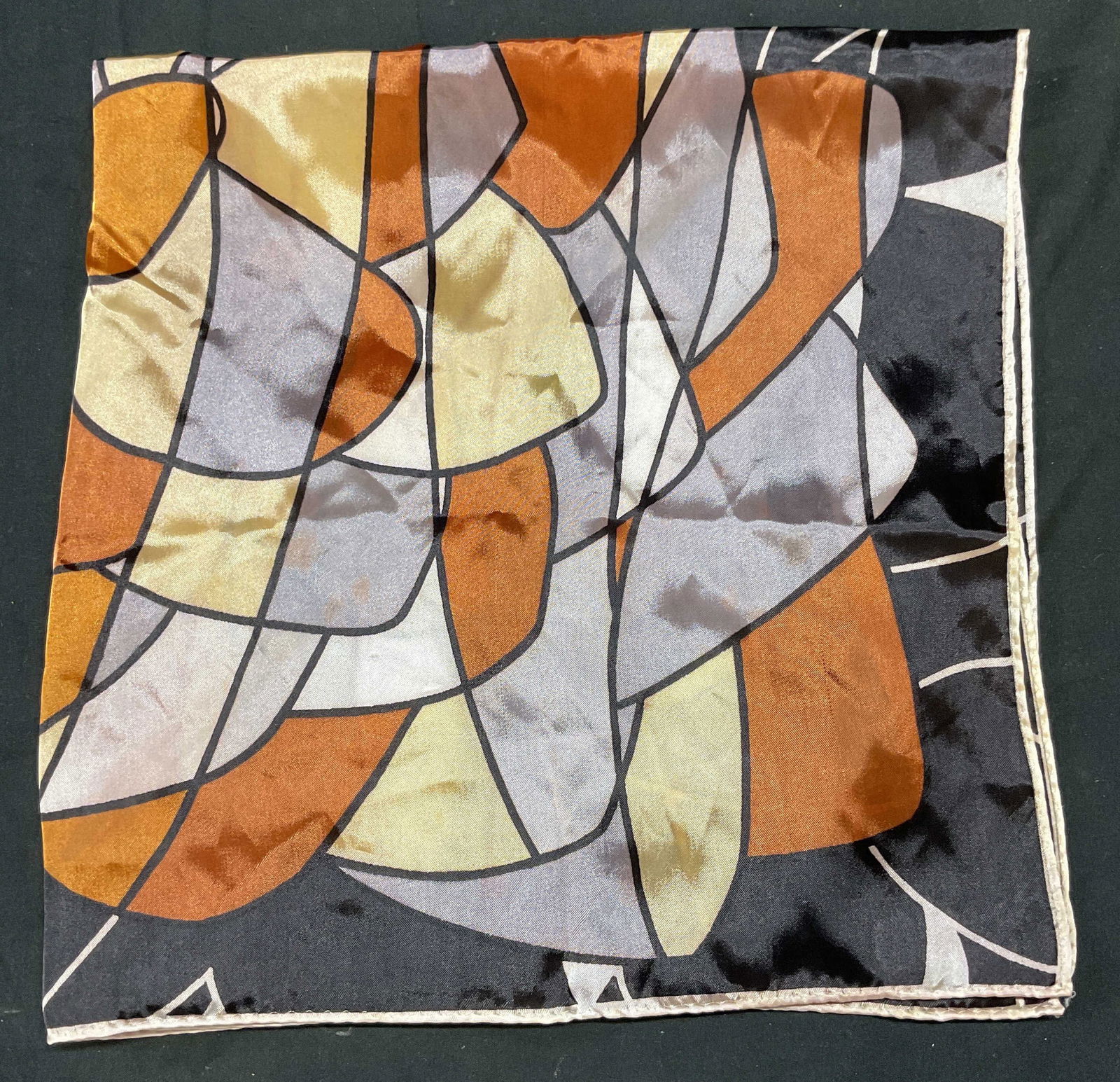 Vintage Orange Silk Abstract Print Scarf (1 of 6)