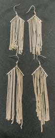 Lot 2 Sliver Tone Chain Dangle Earrings
