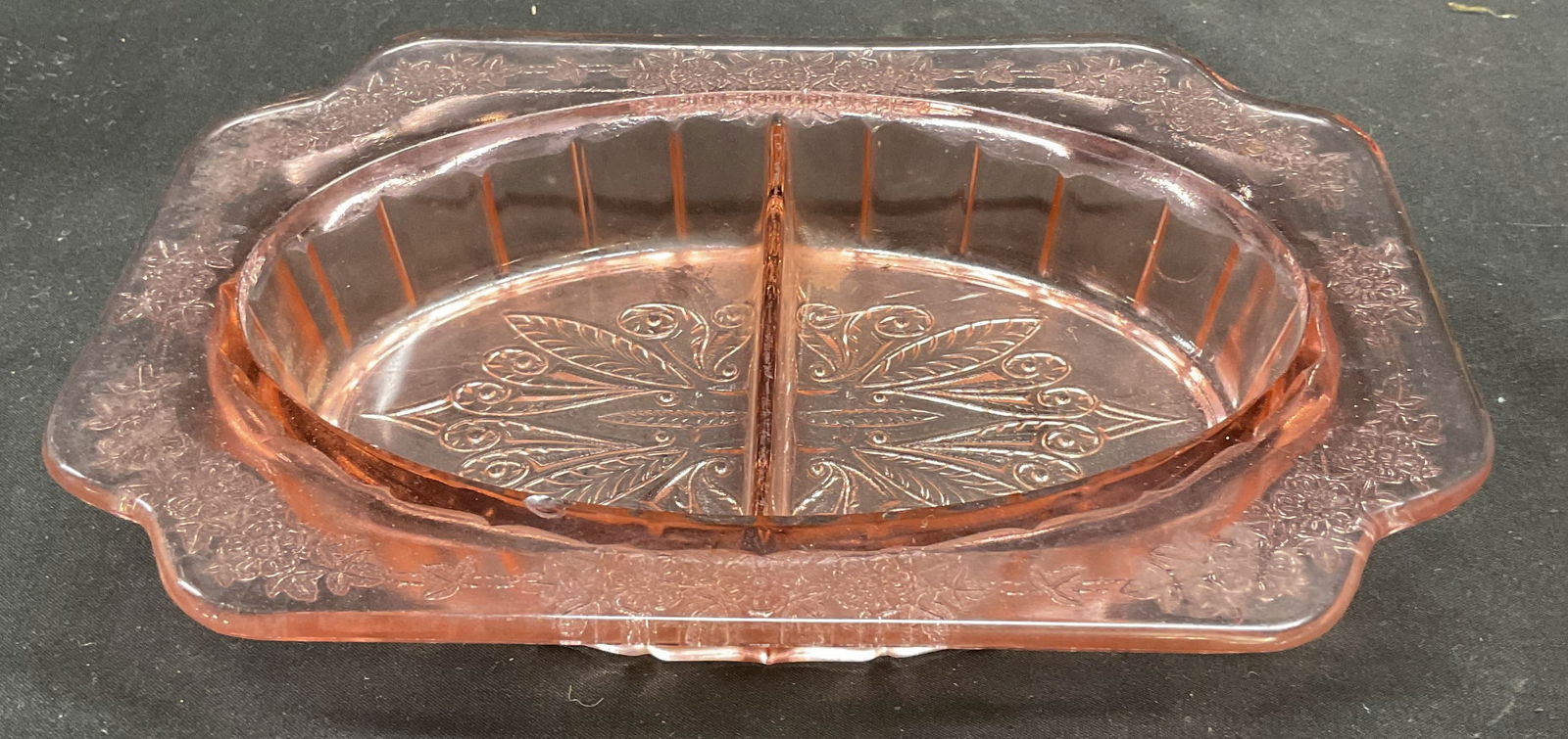 Vintage Pink Depression Glass Divided Dish (1 of 6)