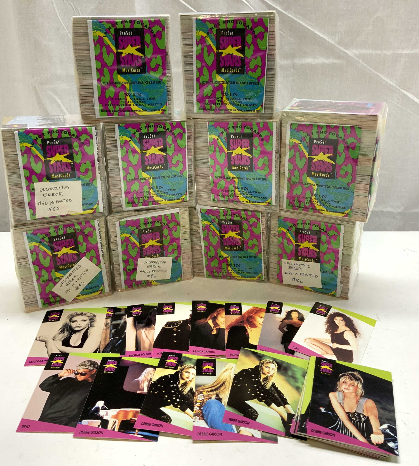 Lot 150+1991 SUPER STARS Collectible Trading Cards: Lot 150+1991 SUPER STARS Collectible Trading Cards Lot includes 150+ trading cards from 1991 PRO SET SUPER STARS MUSI CARDS. Cards feature illustrations & have not been individually examined. Lot is s
