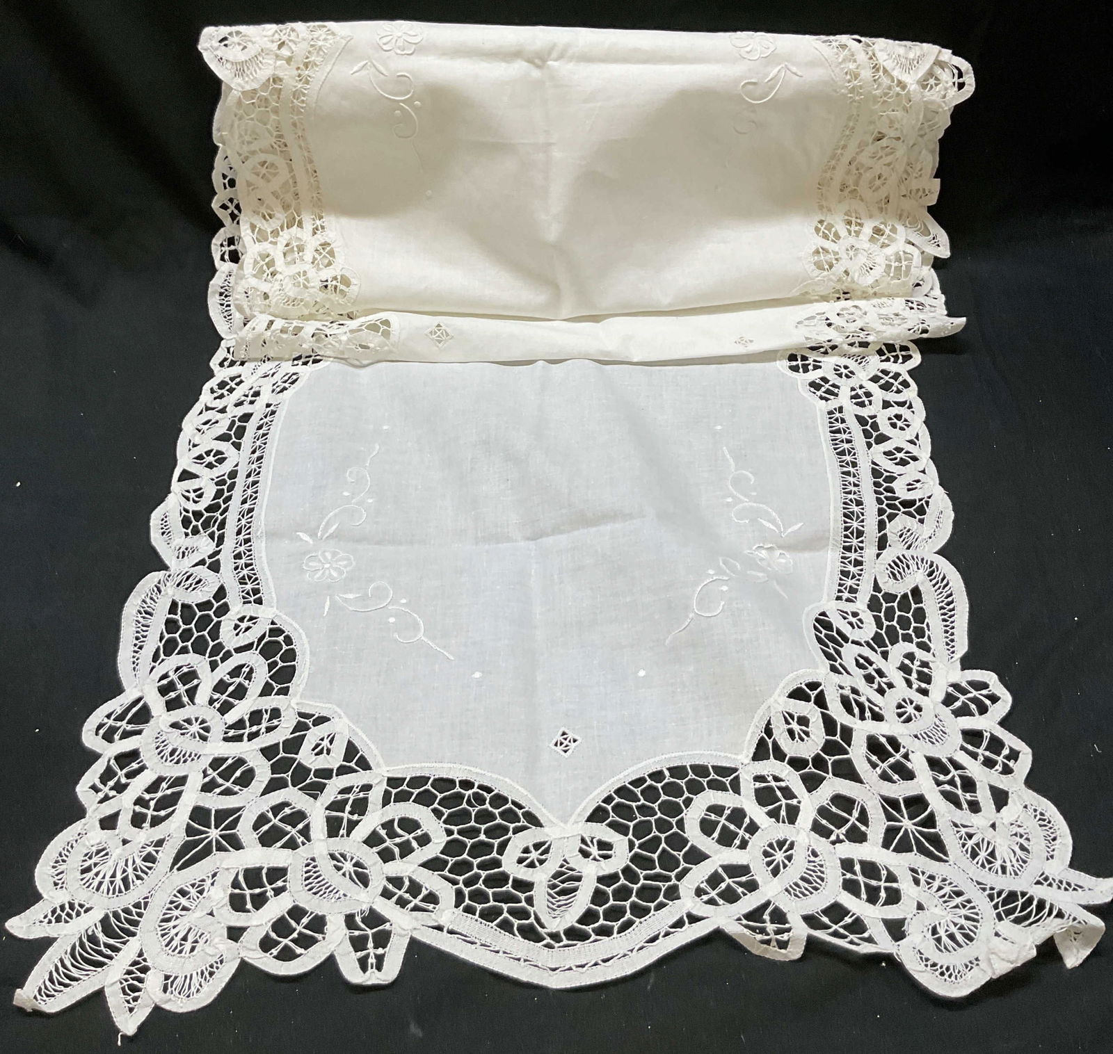 Linen Lace Embroidered Table Runner (1 of 6)