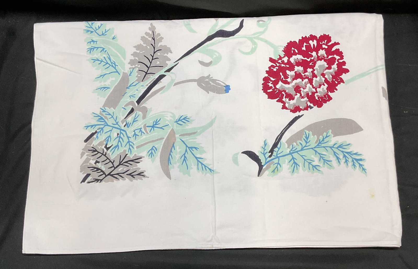 Vintage White Cotton Floral Print Tablecloth: Vintage white multicolor floral print tablecloth. Cotton. Measures approx 50 x 66 inches. Some blemishes observed. Tablecloth, cotton tablecloth, floral tablecloth, white tablecloth, vintage tableclot