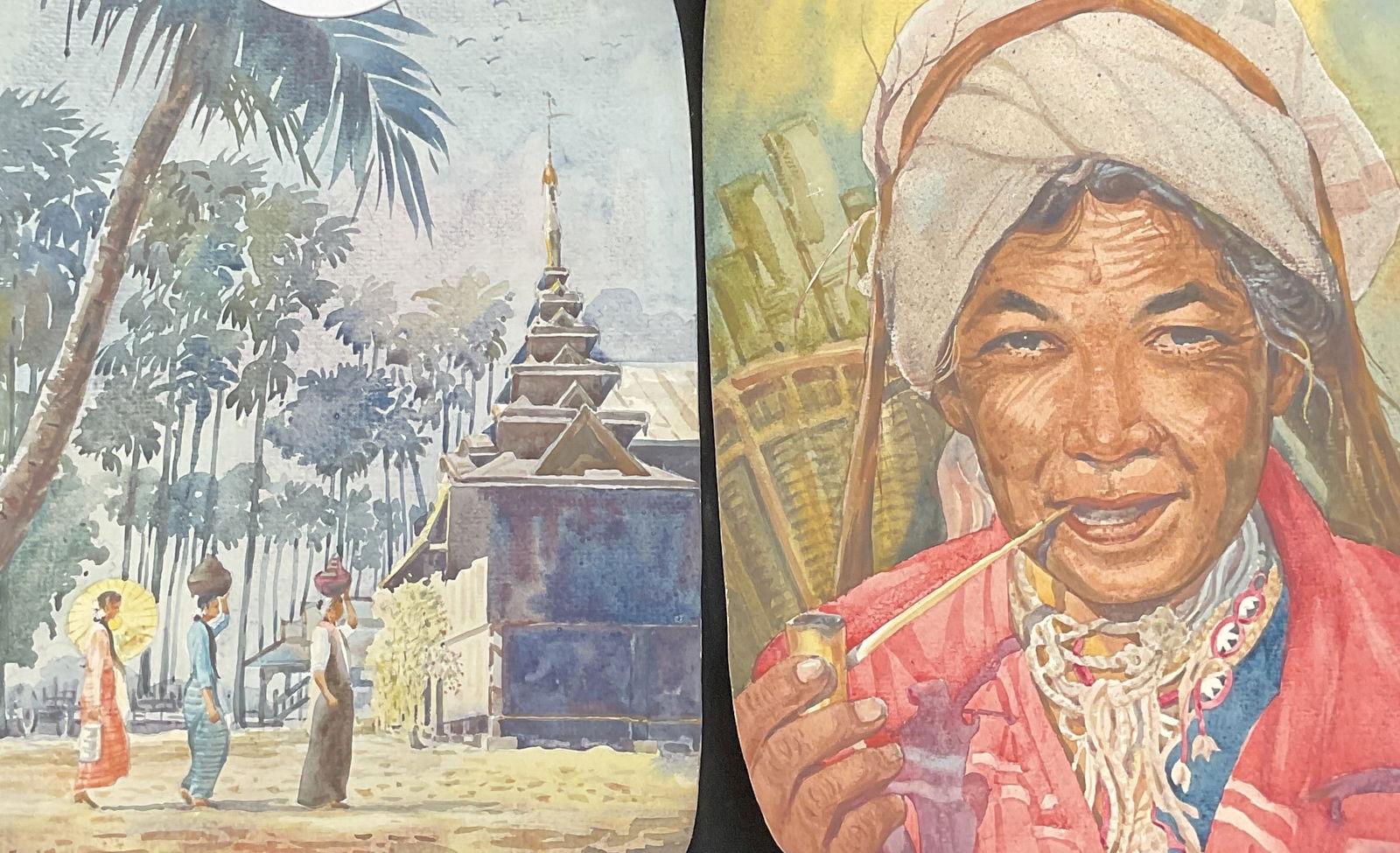 2 Sgn Nawe Ya Myanmar Scene Watercolor Paintings (1 of 7)