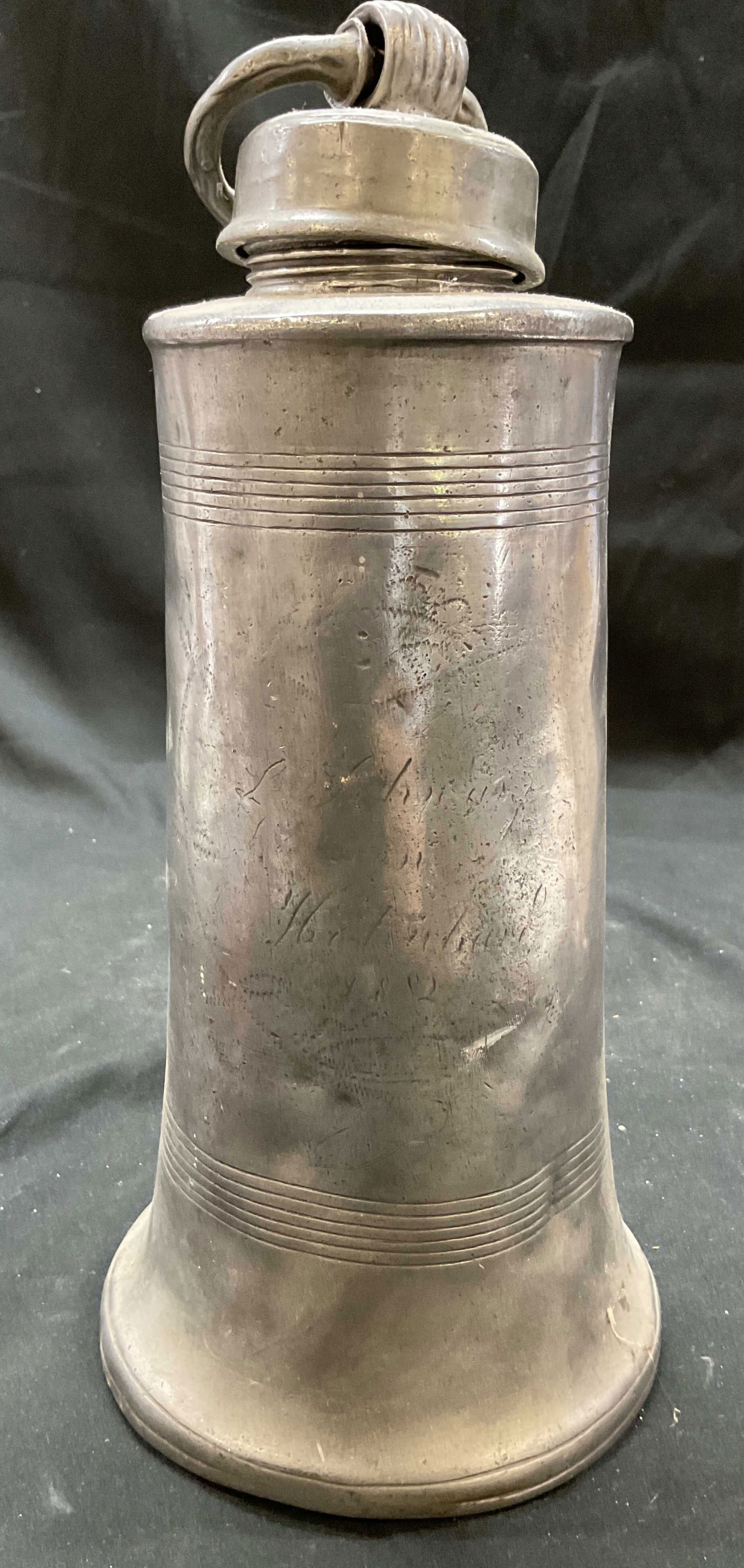 Antiq German Pewter Toned Metal Bottle Beer Stein (1 of 9)