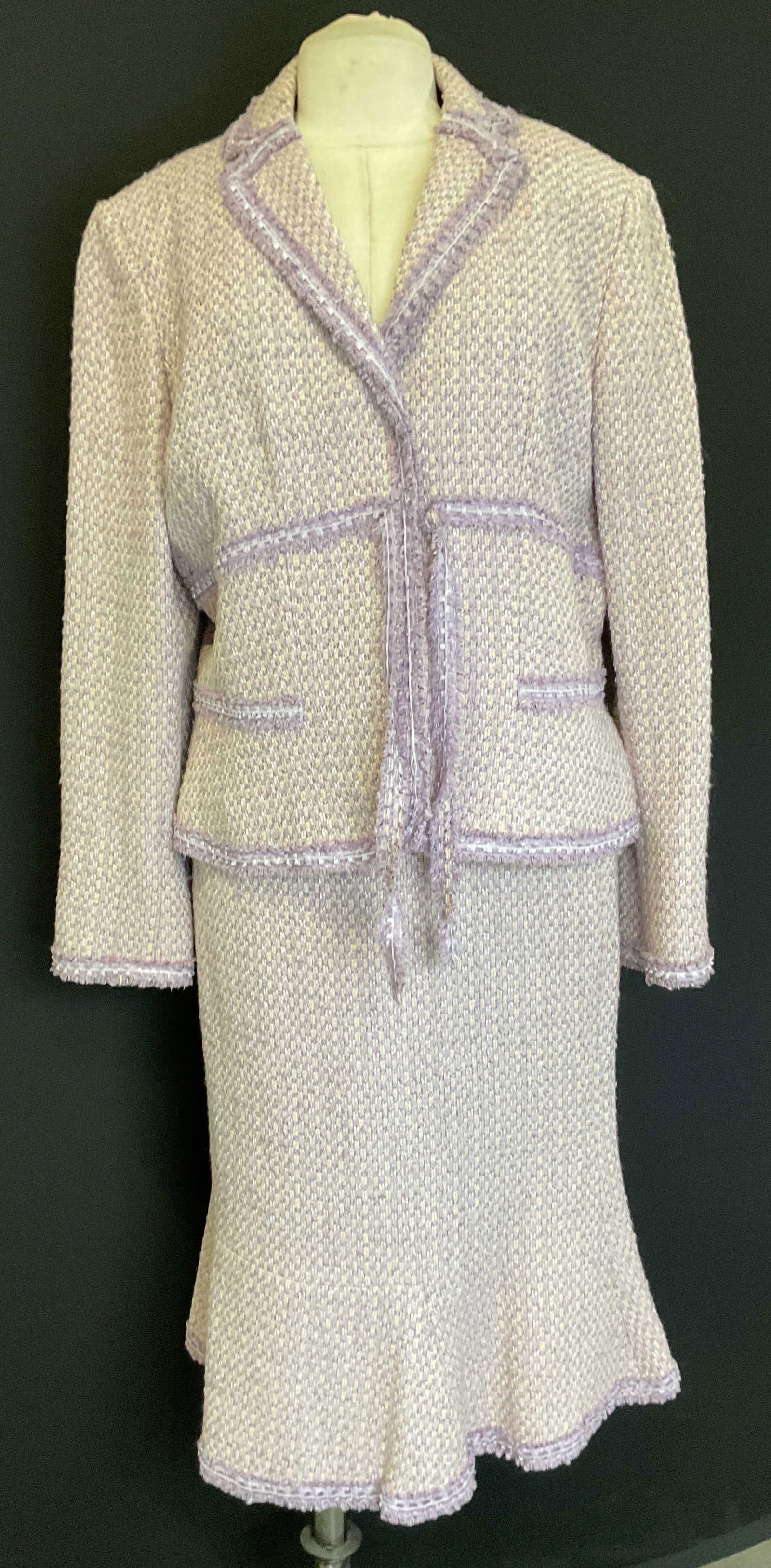 Vtg 2 Piece Albert Nipon Purple Suit Jacket Skirt (1 of 9)