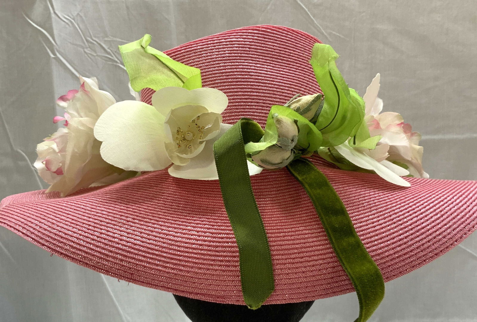 Pink Wide-Brimmed Floral Sun Hat W Box (1 of 6)