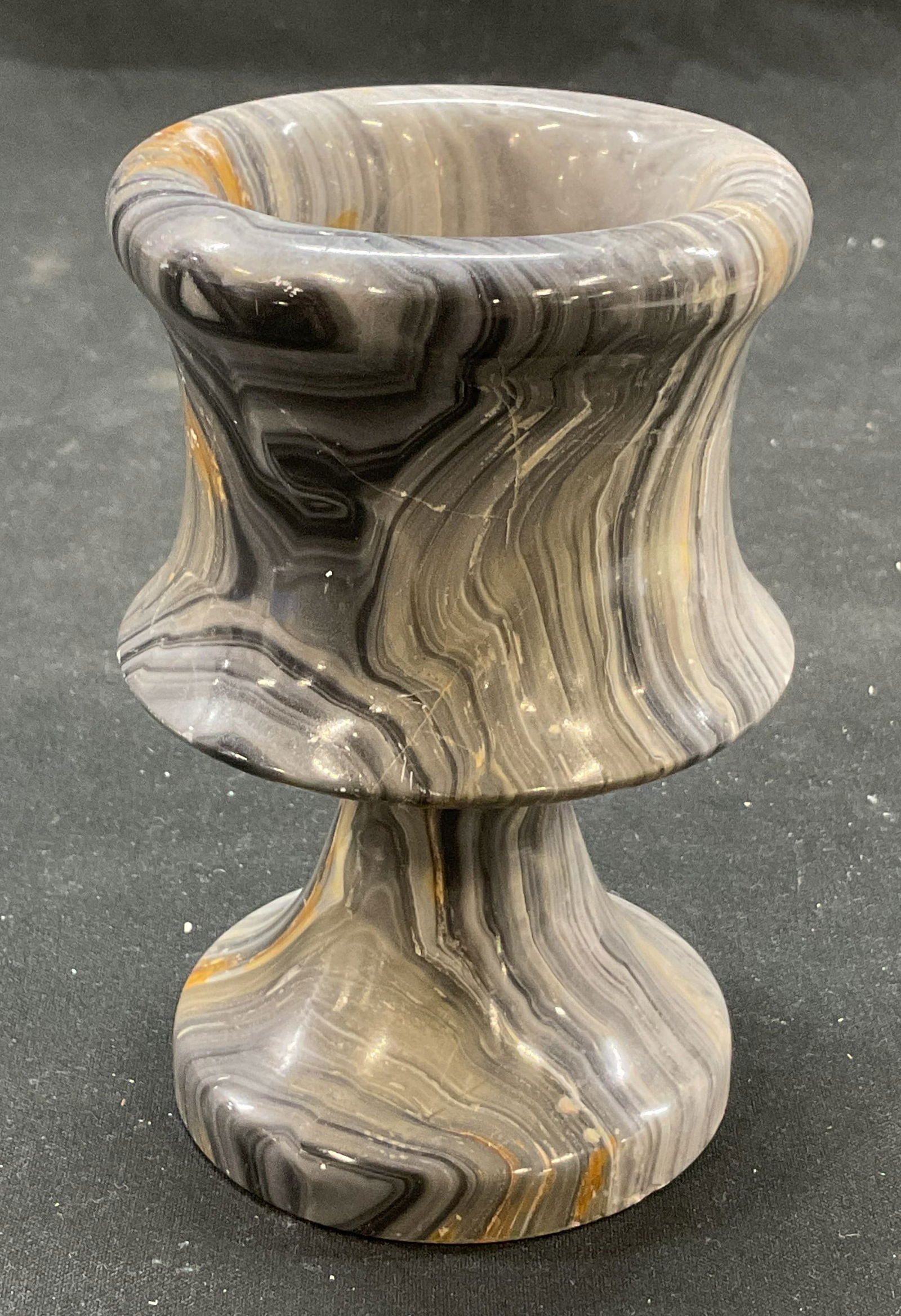 Vtg Carved Onyx Stone Marbled Candle Holder (1 of 6)