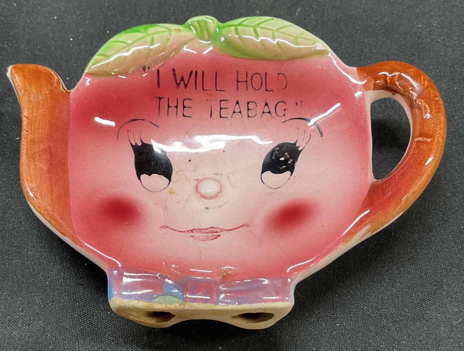 Vtg Anthropomorphic Apple Ceramic Tea Bag Holder (1 of 6)
