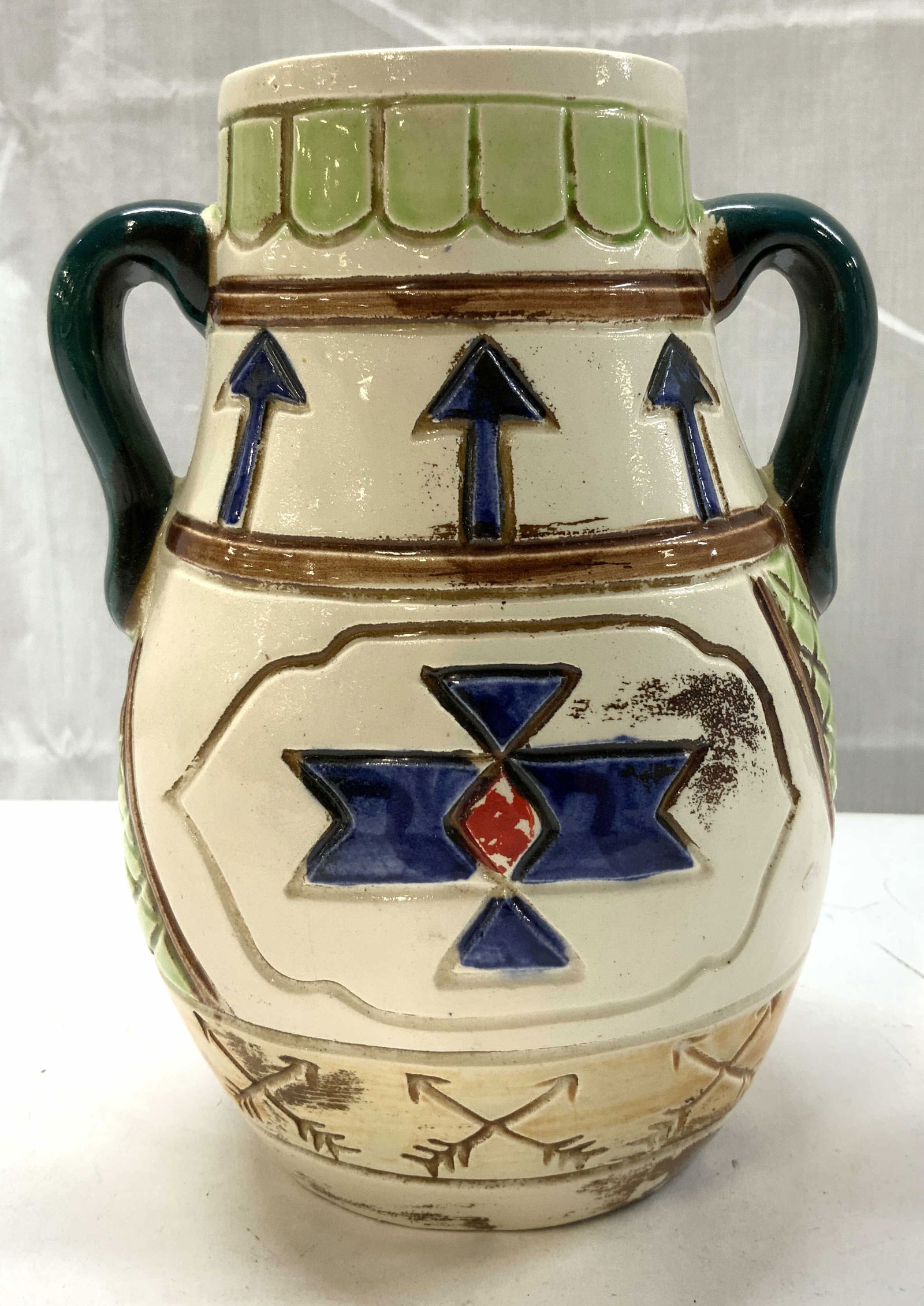 Vntg CLIFF DWELLINGS Ceramic Vase W Double Handles (1 of 6)