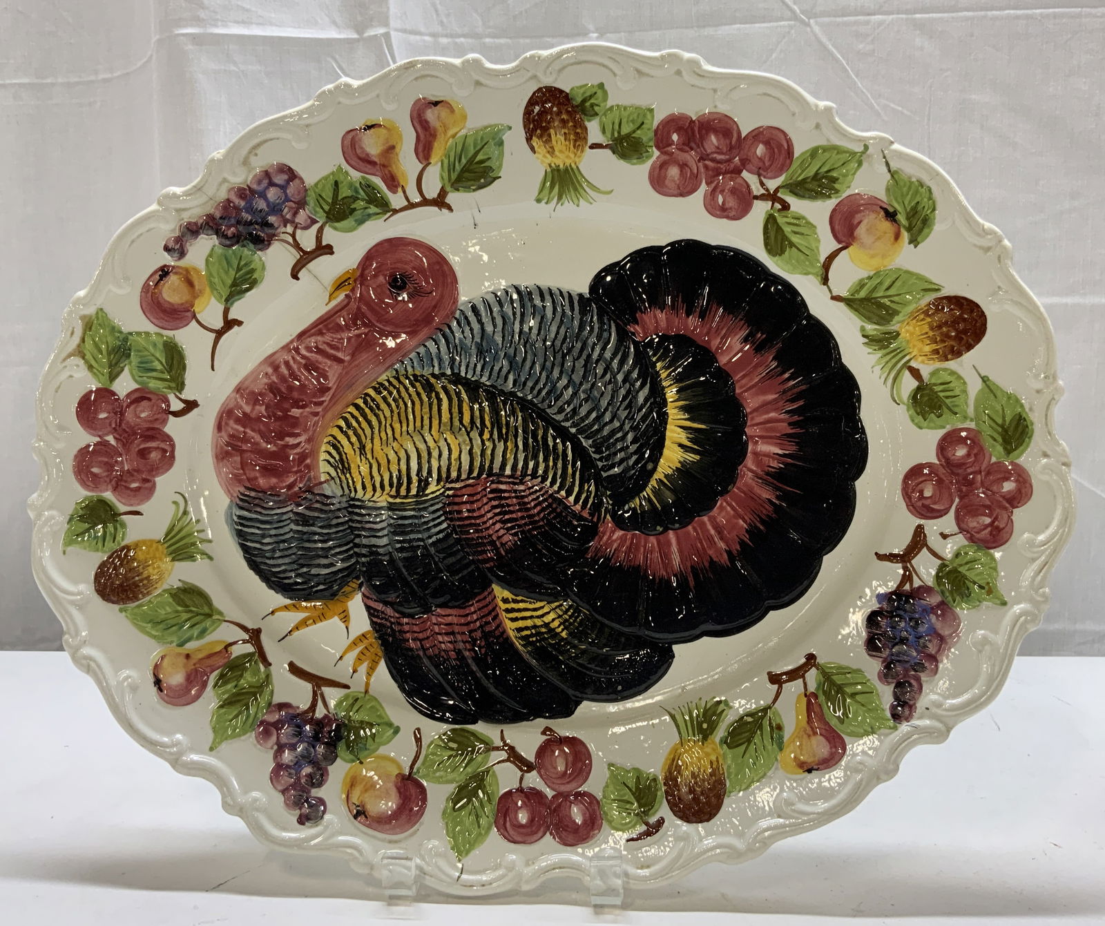 Ceramic Thanksgiving Turkey Oval Platter ITALY (1 of 8)