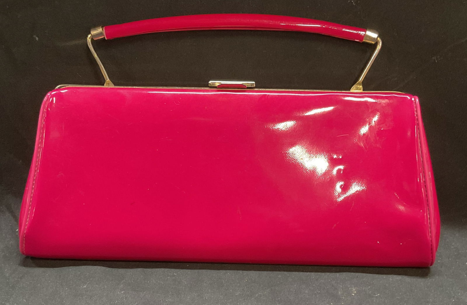 Vintage Hot Pink Faux Leather Handbag (1 of 6)
