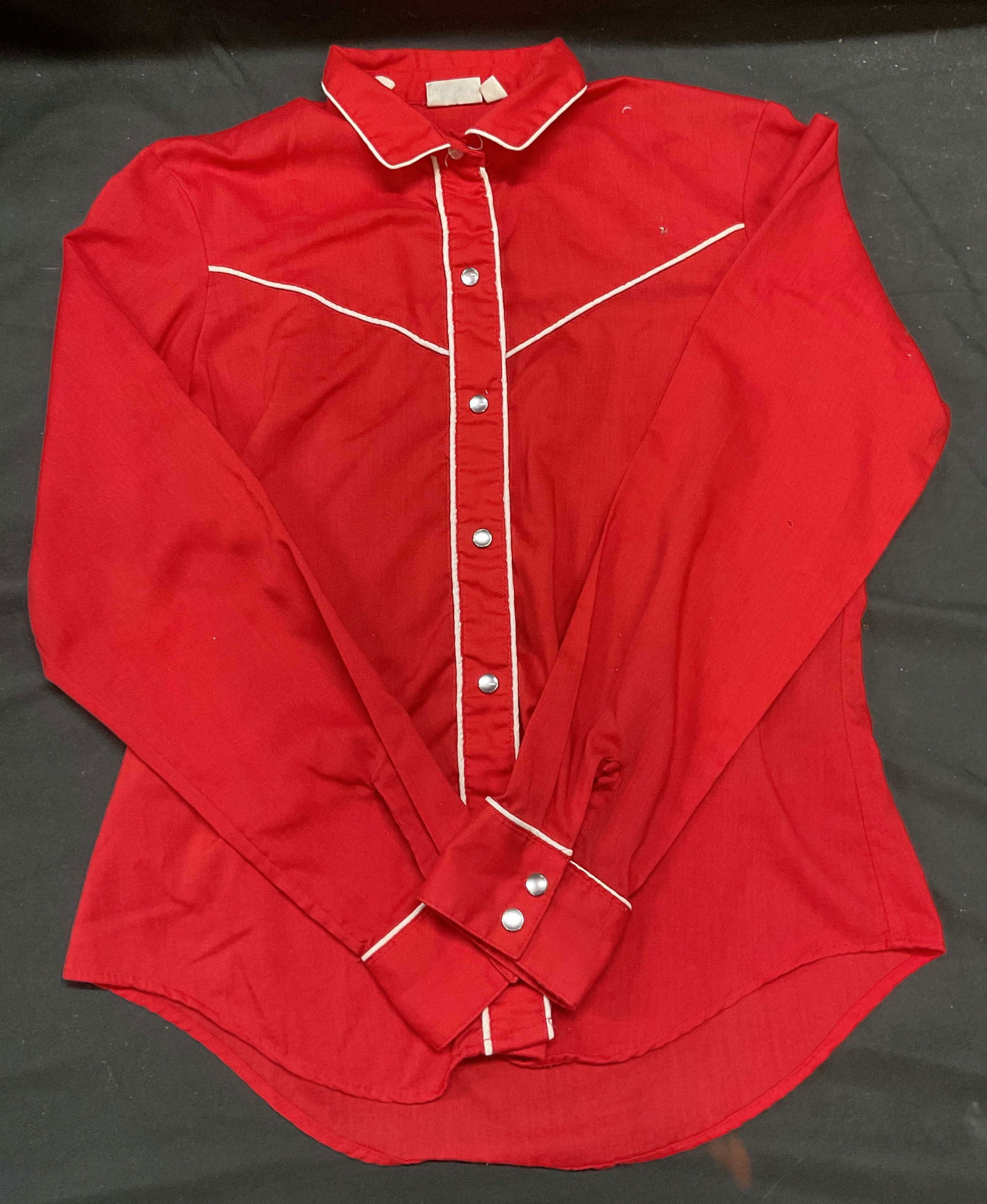 Vtg Bon Jour Red & White Button Up Top (1 of 7)