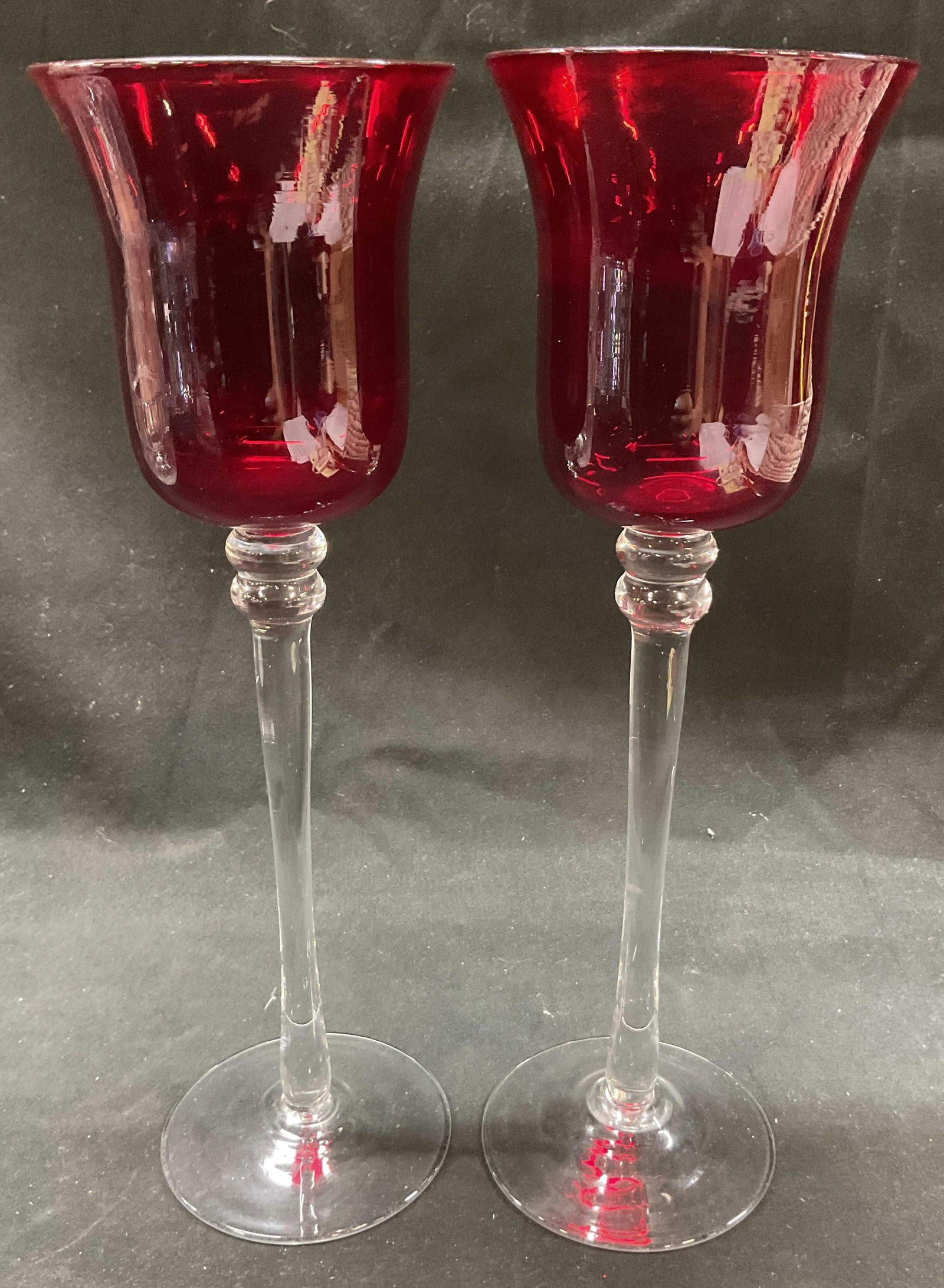 Set 2 Vtg Clear Ruby Glass Votive Holders (1 of 6)