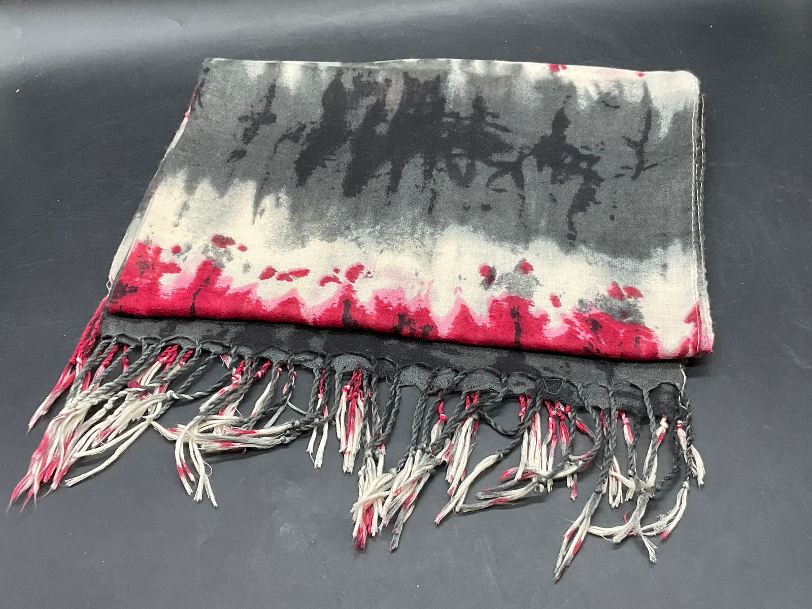 Vintage Tie Dye Fringe Trim Scarf / Shawl (1 of 7)