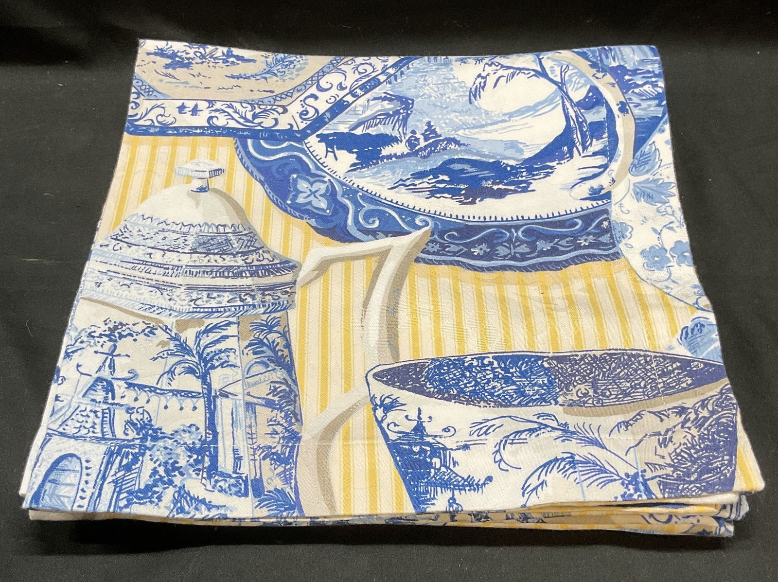 Set 5 Blue Yellow Tea Time Print Napkins (1 of 6)