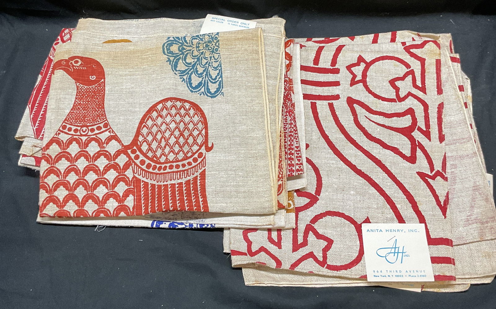Lot 8 Anita Henry Red Linen Print Textiles NWT (1 of 6)