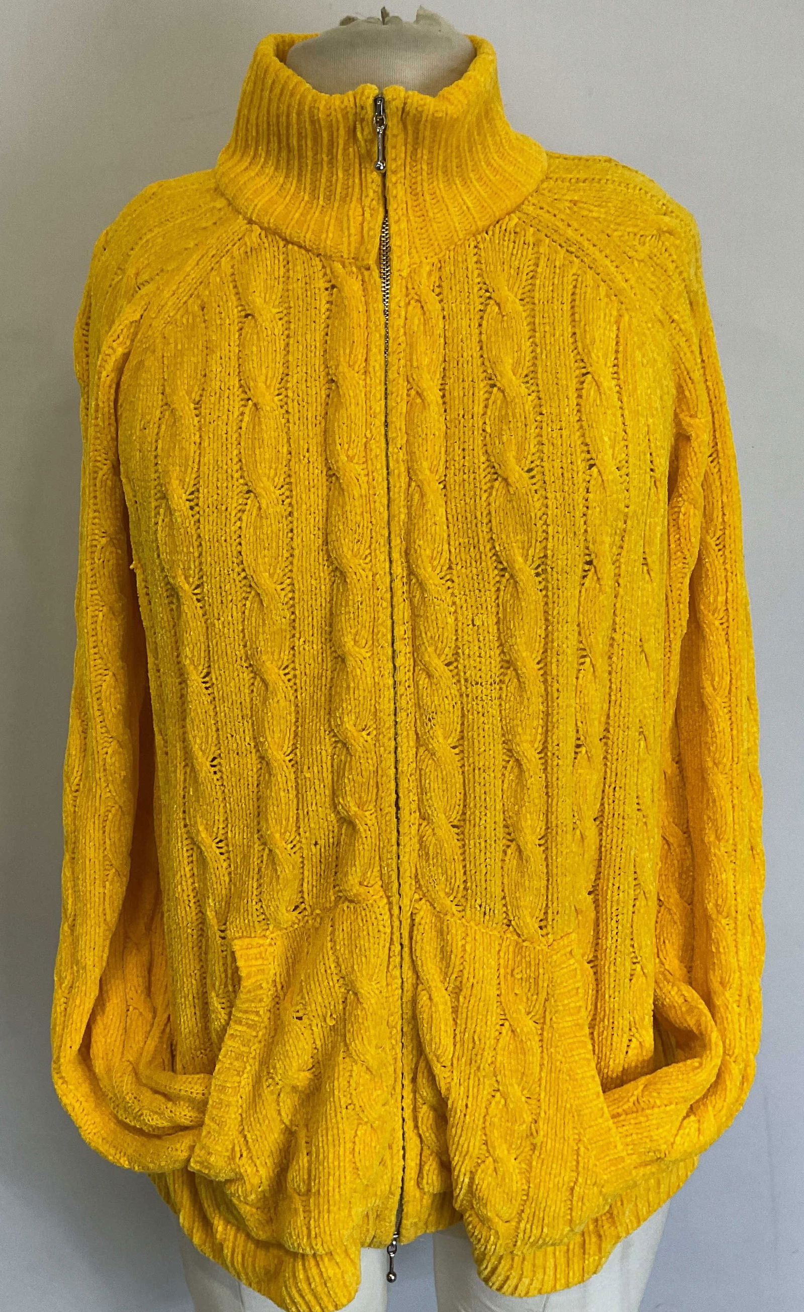 Casual Living Yellow Chenille Zipper Sweater (1 of 6)