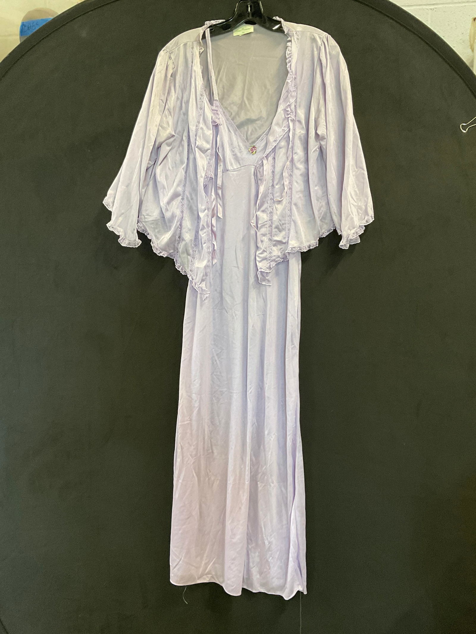 NAN FLOWER Vintage Lilac Night Cape & Slip (1 of 10)