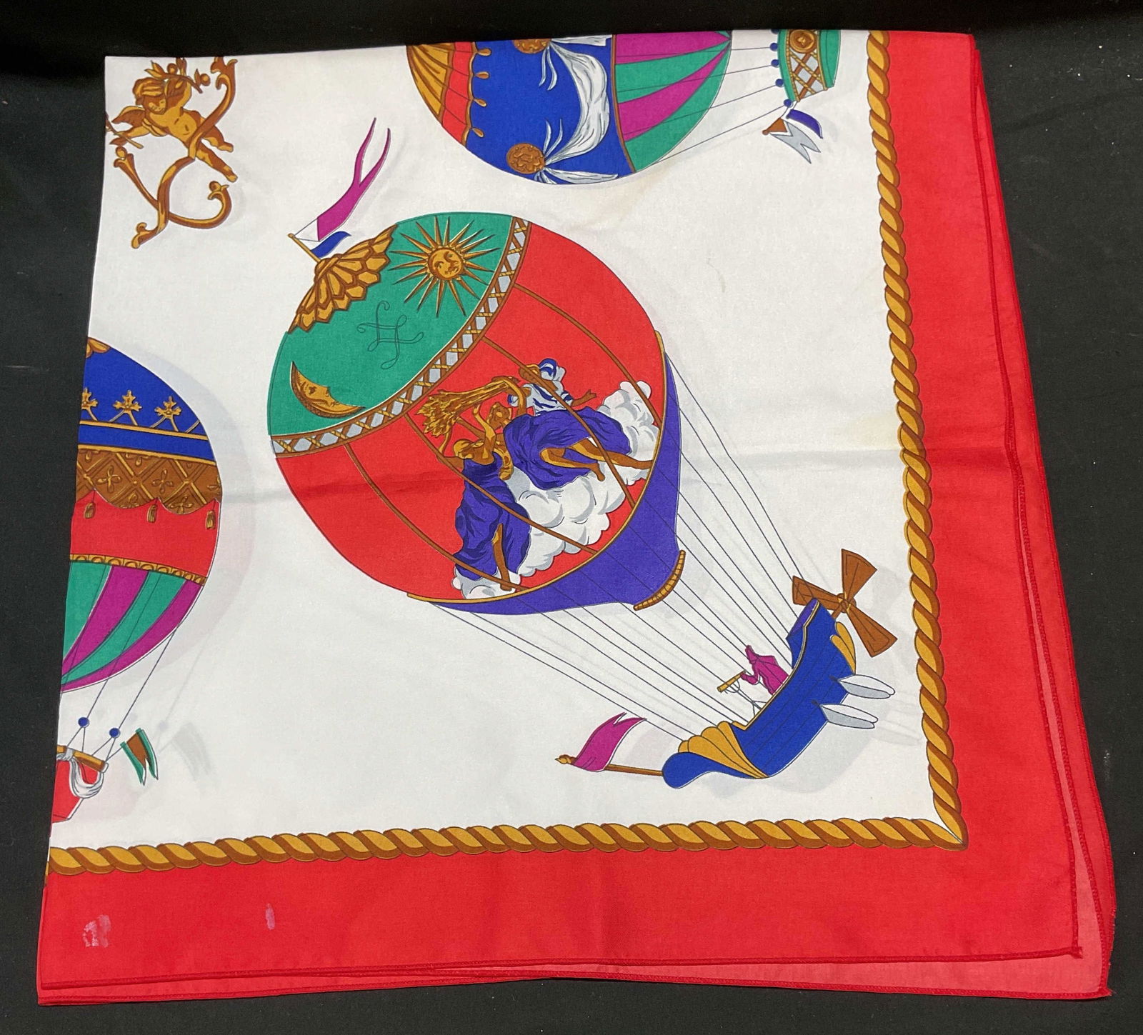 Red & White Hot Air Balloon Print Scarf (1 of 6)