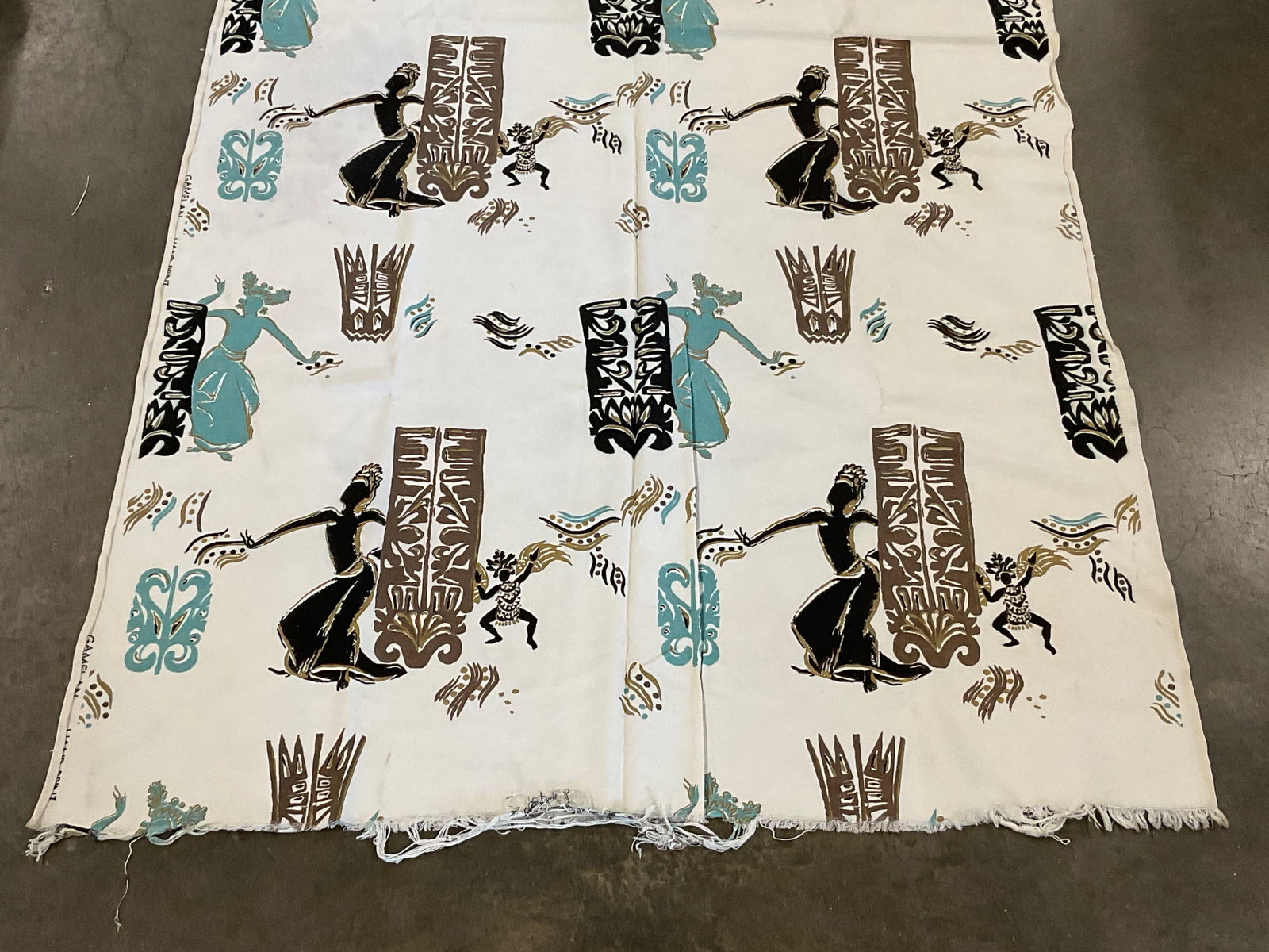 GAMELAN HAND PRINT Vintage Figural Pattern Textile (1 of 8)