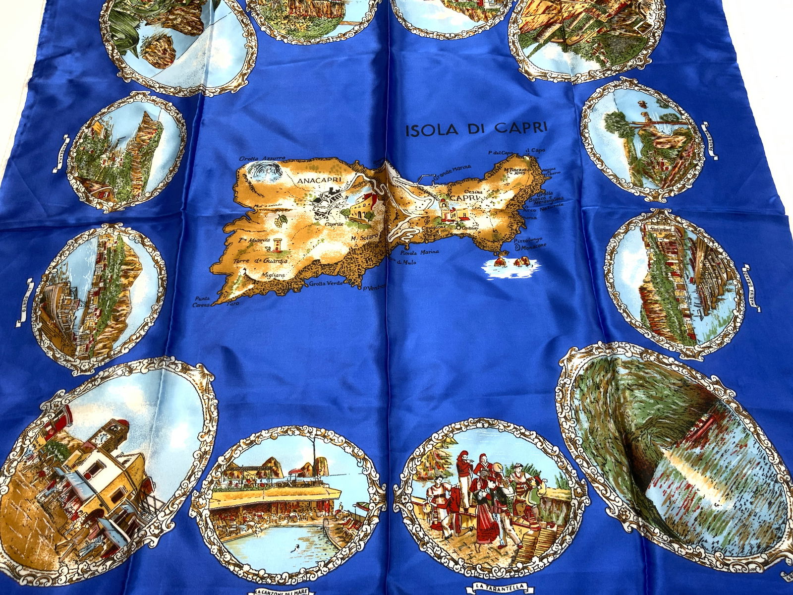 Blue ISOLA DI CAPRI Map Silk Print Scarf (1 of 8)