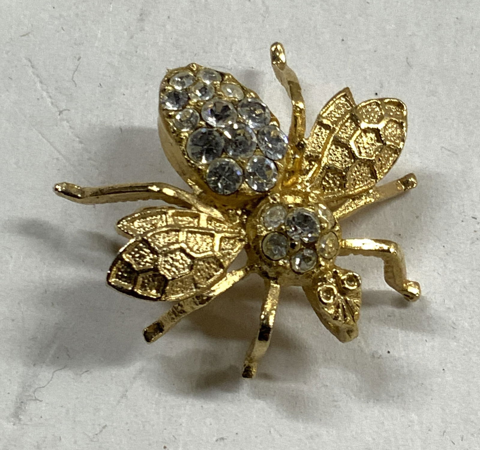 Gold Tone & Rhinestone Bee Brooch Pin (1 of 7)