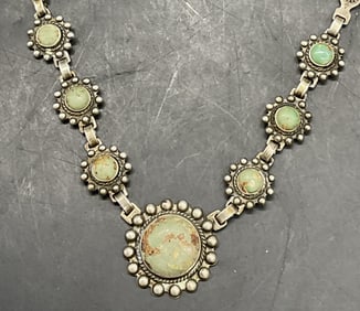 Vintage Sterling Silver Natural Stone Necklace