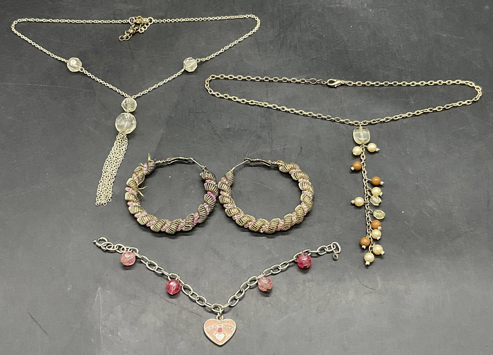 4 Vintage Silver Tn Necklaces, Earrings & Bracelet (1 of 7)