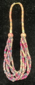 Vintage Pink Purple Multi Strand Beaded Necklace