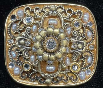 Michal Golan Gold Tn Faux Pearl Brooch