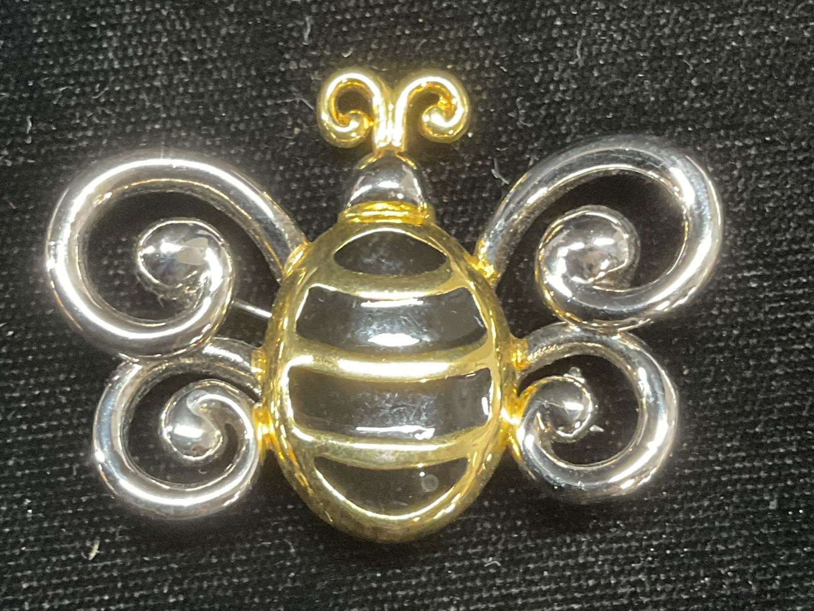 Vtg Silver Gold Tone Enamel Bee Brooch (1 of 6)