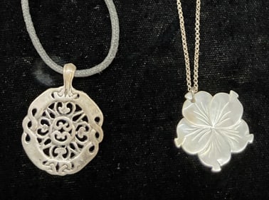 Lot 2 Vtg Sterling Silver Celtic Flower Necklaces