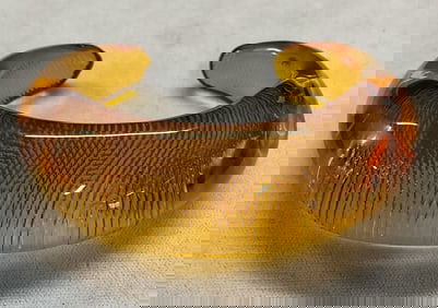 Handmade Amber Art Glass Chunky Cuff Bracelet