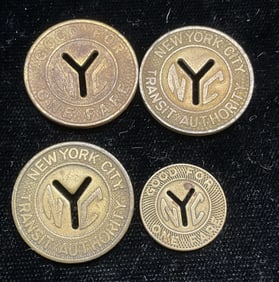 Lot 4 Vtg New York City Subway Transit Tokens