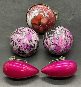 Lot 3 Vintage Pink Jewelry, Earrings & Ring