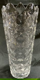 MIKASA STUDIO NOVA Counterpoint Art Gls Vase: MIKASA STUDIO NOVA COUNTERPOINT VASE , as reads on tag. Vase is glass. Piece has thick walls. Vase has beveled geometric detail to exterior. Vessel has toothed rim. Piece measures approximately 12.5 i