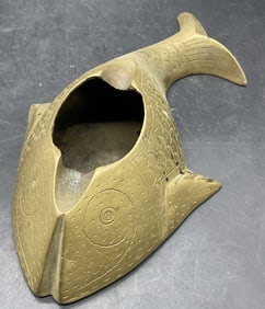 Vintage Etched Brass Fish Trinket Dish / Ashtray