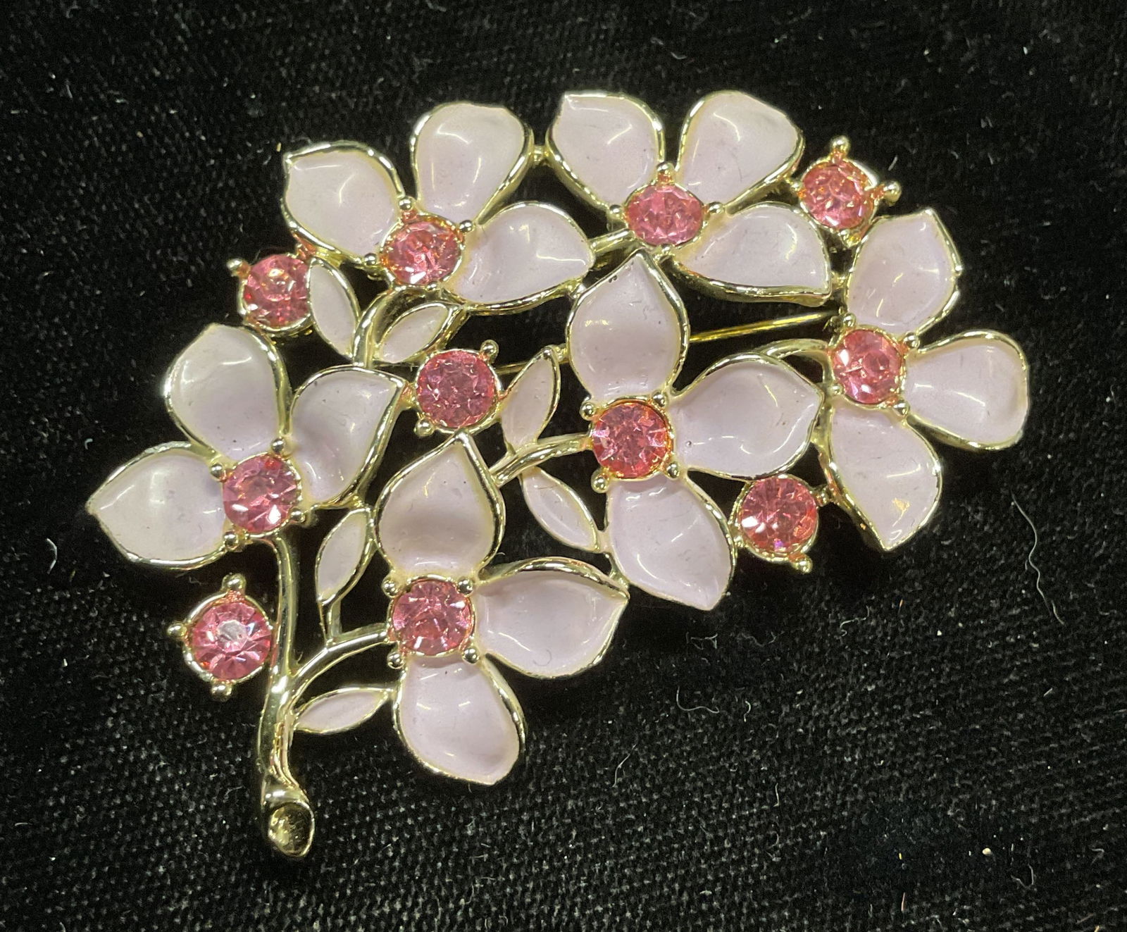 Sarah Coventry Pink Crystal Flower Brooch (1 of 6)