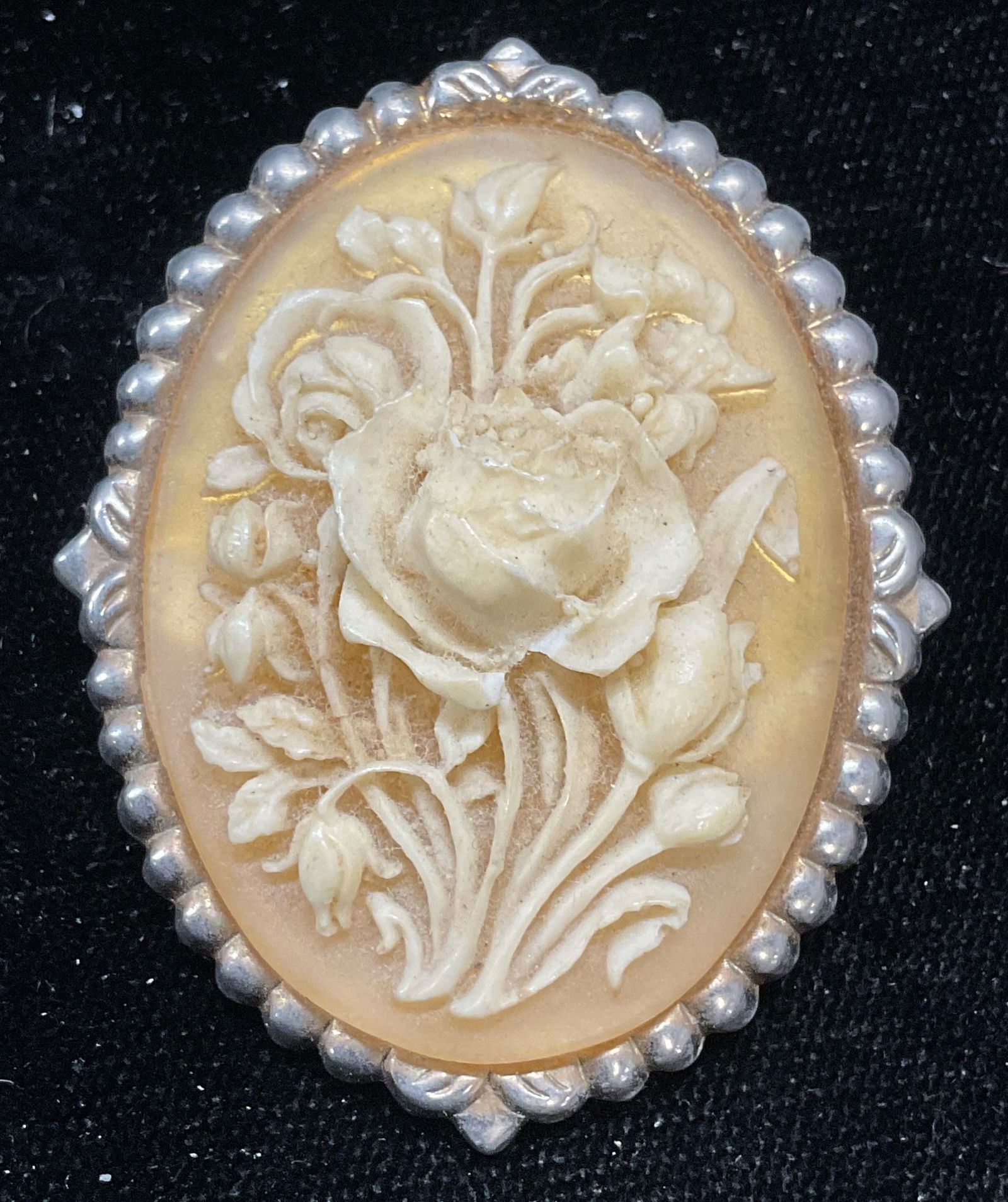 Vintage Silver Tone White Flower Scarf Ring (1 of 6)