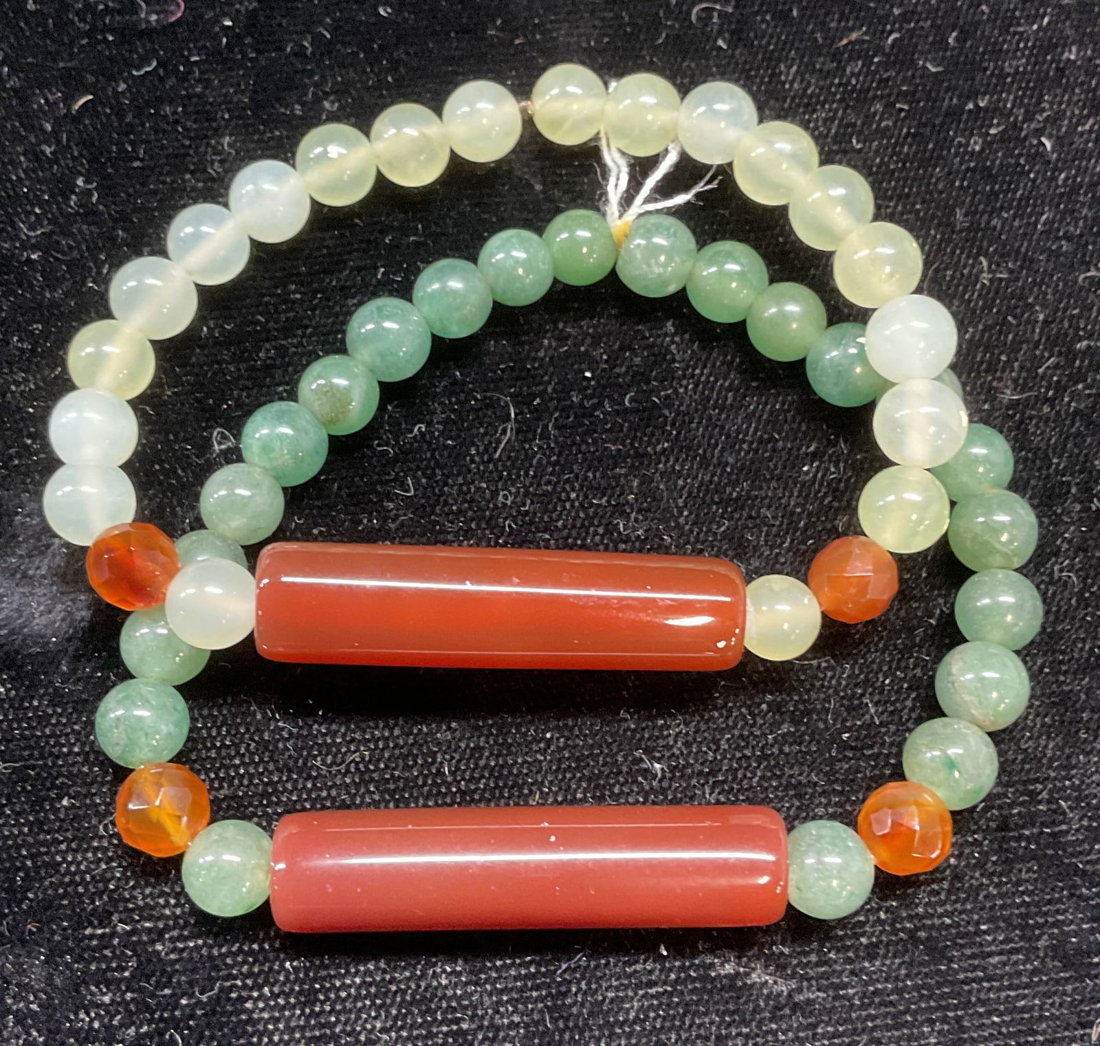 Pair Jade & Carnelian Beaded Bracelets (1 of 6)