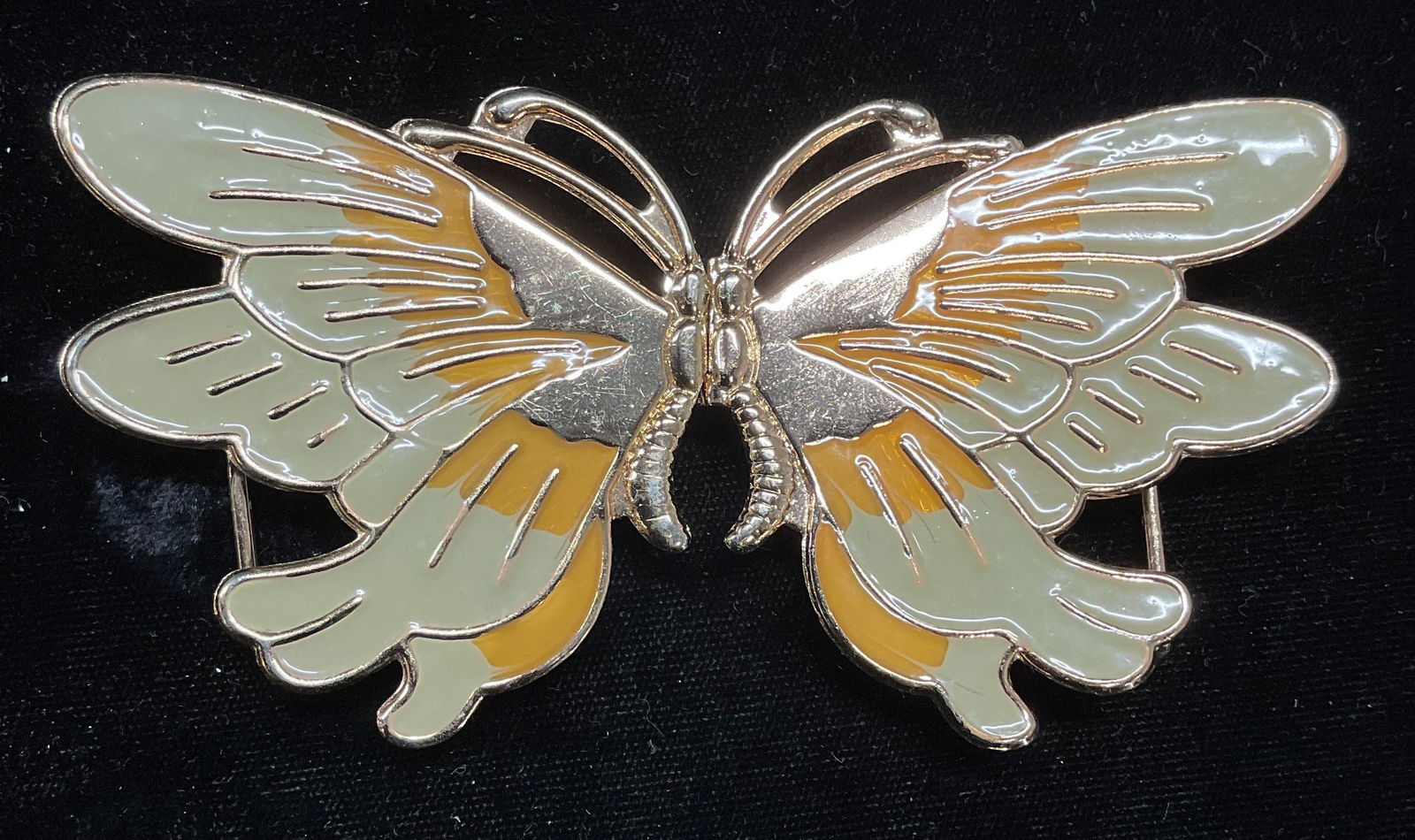 Gold Tone Enameled Butterfly Belt Buckle (1 of 6)