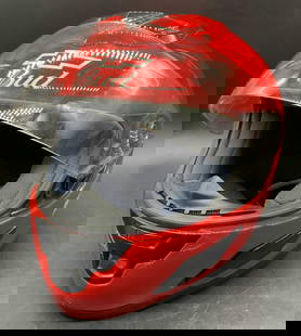 NASCAR DALE EARNHARDT JR Red Bud Helmet Replica: NASCAR DALE EARNHARDT JR Red Bud Helmet Replica. Obverse reads BUD. Side reads NASCAR. Reverse reads 8 DALE EARNHARDT JR. crafted from fabric, plastic, and metal materials. Measures approx. 10H x 12W